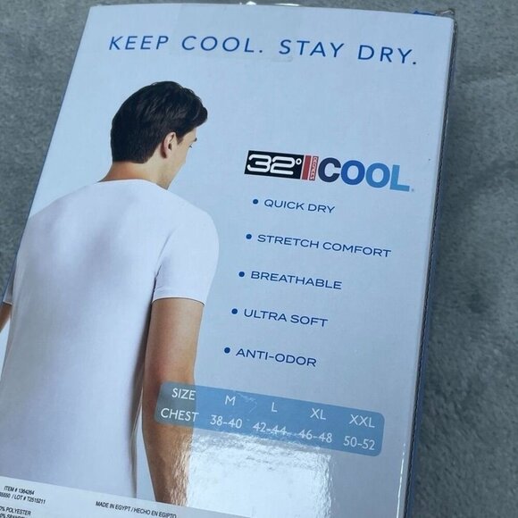 Mens 3pk 32 Degrees Cool Crew Neck Shirts L White 6991 - Picture 2 of 4